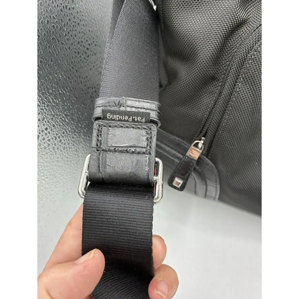 Tumi 73223D Briefcase Laptop Bag Black Nylon Croc Leather Trim Shoulder Strap